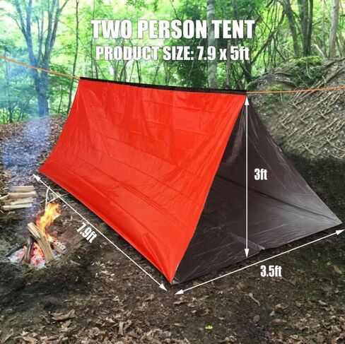 BENGKU Survival Emergency Shelter, Emergency Blanket for Survival, 2-Pack Bivy Sack, Tube Tent with Whistle for Camping & Hiking in Saudi Arabia