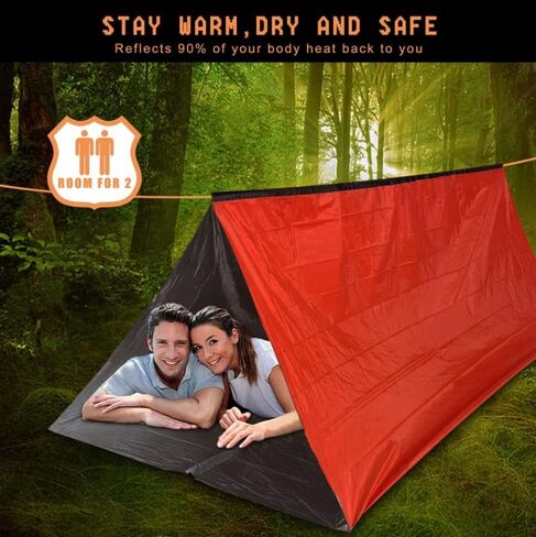 BENGKU Survival Emergency Shelter, Emergency Blanket for Survival, 2-Pack Bivy Sack, Tube Tent with Whistle for Camping & Hiking in Saudi Arabia