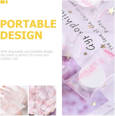 GLEAVI Cotton Compresse Towels 50pcs Travel Disposable Towel Coin Tissue Wipe Portable Hand Towel Face Washcloth Dehydrated Expandable for Camping Hiking in Saudi Arabia
