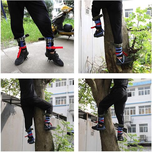 XKMT- Tree Climbing Spike Set Safety Adjustable Belt Lanyard Rope Rescue Belt 2 Gears [P-N: ET-OUTDOOR002-RAW], Black in Saudi Arabia