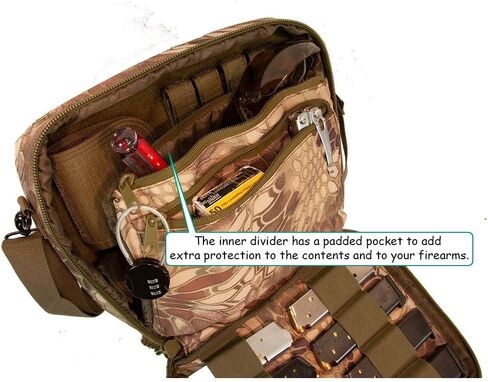 Pistol Case Range Bag for Handguns by FirstChoice; 2-4 Gun Padded Tactical Handgun Soft Case, Lockable Zippers w/Padlock, 3 Mini-Holsters, 8 Mag Slots, 4 Pockets, Range Mat (Green Kryptek Camo) in Saudi Arabia