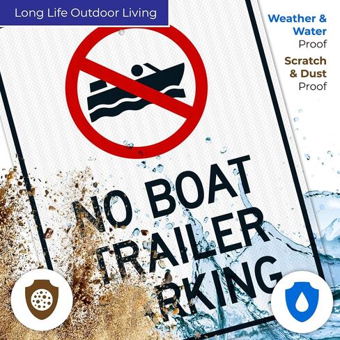 No Boat Trailer Parking Sign, 10x14 Inches, Rust Free .040 Aluminum, Fade Resistant, Made in USA by Sigo Signs in Kuwait