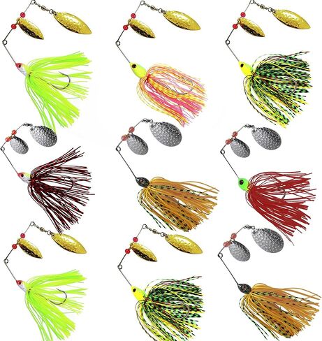 Shaddock Fishing Spinner Baits Lures Kit for Bass Pike Trout Salmon Fishing | Hard Metal Buzz Bait Jigs, Colorado Willow Leaf Spinnerbait Blades, Chatterbait, Swimbait Fishing Tackle Saltwater Freshwater in Kuwait