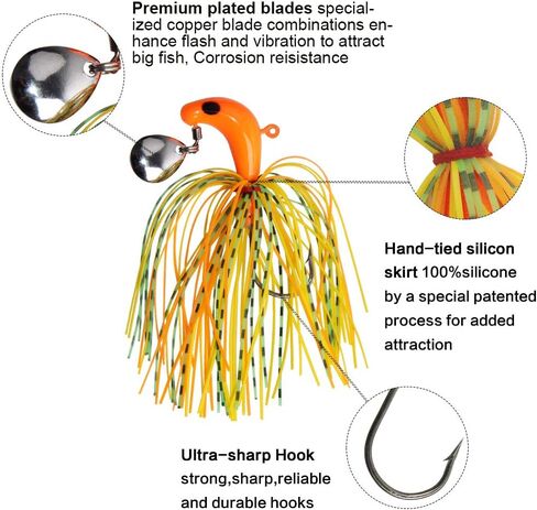 Spinner Baits Fishing Lures Bass Fishing Buzzbait Hard Metal Lure Topwater Fishing Lure Multicolor Swimbait Jig Lure for Bass Trout Salmon Fishing 6/12pcs in Saudi Arabia