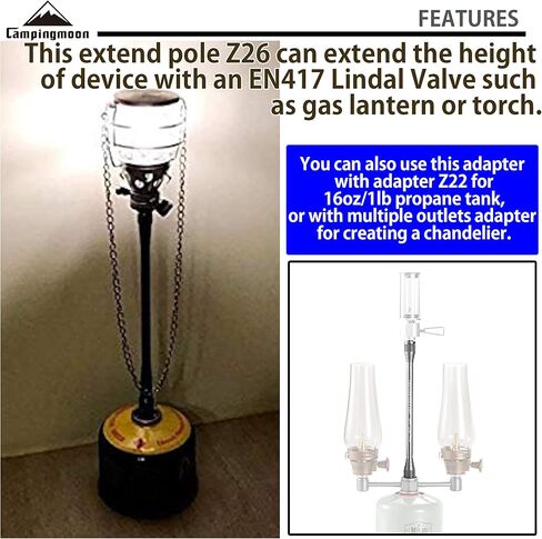 CAMPINGMOON 4.7-inch/9-inch Length Extension Pole Rod for Camping Lantern Z27/Z26 in Kuwait