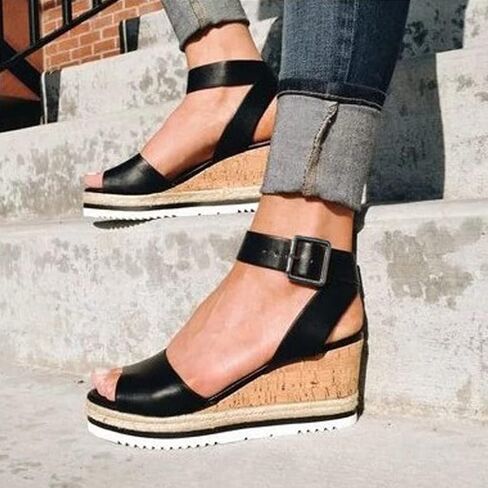 Sandals for Women Dressy Summer, Womens Wedge Platform Sandals with Pearl Casual Open Toe Buckle Strappy Sandals in Saudi Arabia