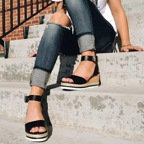 Sandals for Women Dressy Summer, Womens Wedge Platform Sandals with Pearl Casual Open Toe Buckle Strappy Sandals in Saudi Arabia