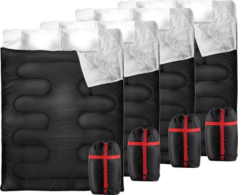 Zone Tech Double Camping Sleeping Bag with 2 Pillows – 3-4 Season Lightweight Waterproof Warm & Cool Weather Adult & Kids Sleeping Bag Converts into 2 Single -Camping, Hiking, & Outdoors in Kuwait