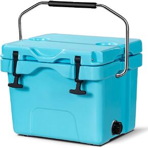 COSTWAY 16 Quart Cooler, 24 Can Insulated Ice Chest Box with Heavy Duty Handle and 2 Cup Holders, 3-5 Days Ice Retention, Portable Leakproof Hard Cooler for Camping, Fishing, Picnic, Outdoor