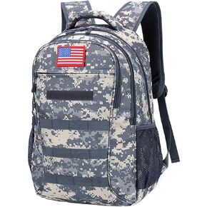 4land Camo Backpack, 40L Boys Backpack for School, Camouflage MOLLE Bookbag with USB Charging Port