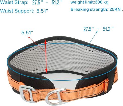 HeeJo Body Safety Belt with Waist Pad and Side 1 D-Ring, Personal Protective Equipment Safety Climbing, Rescue, Rappelling Large size in Kuwait