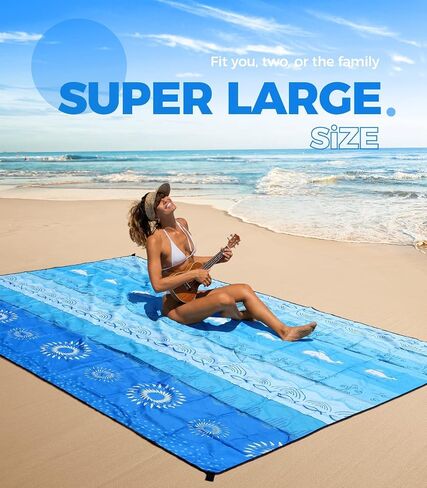 OCOOPA Extra Large Beach Blanket, Sand Free, Large Oversized Camping Mat, Comfortable Parachute Nylon, Cozy& Chic, Compact& Light, 4 Stakes&1 Travel Bag, S09 in Kuwait