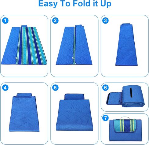 بطانية بيرتي للاستخدام الخارجي، بطانية كبيرة للتخييم على الشاطئ، بطانية كبيرة الحجم للتنزه سيرًا على الأقدام، مقاومة للماء وخالية من الرمال، سجادة مدمجة سهلة الاستخدام، متينة وقابلة للطي وقابلة للغسل في الغسالة in Kuwait