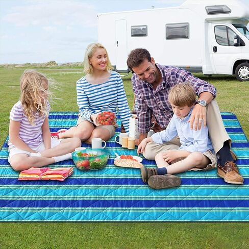 بطانية بيرتي للاستخدام الخارجي، بطانية كبيرة للتخييم على الشاطئ، بطانية كبيرة الحجم للتنزه سيرًا على الأقدام، مقاومة للماء وخالية من الرمال، سجادة مدمجة سهلة الاستخدام، متينة وقابلة للطي وقابلة للغسل في الغسالة in Kuwait