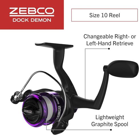 Zebco Dock Demon Spinning Reel or Spincast Reel and Fishing Rod Combo, 30-Inch Durable Fiberglass Rod, QuickSet Anti-Reverse Fishing Reel in Saudi Arabia