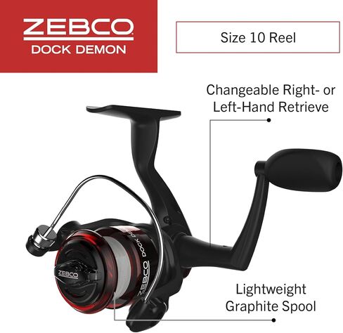 Zebco Dock Demon Spinning Reel or Spincast Reel and Fishing Rod Combo, 30-Inch Durable Fiberglass Rod, QuickSet Anti-Reverse Fishing Reel in Saudi Arabia