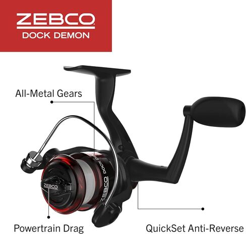Zebco Dock Demon Spinning Reel or Spincast Reel and Fishing Rod Combo, 30-Inch Durable Fiberglass Rod, QuickSet Anti-Reverse Fishing Reel in Saudi Arabia