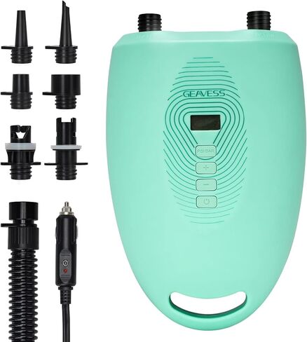 مضخة هواء كهربائية محمولة مزدوجة المراحل من جيفيسز، موصل سيارة تيار مستمر 12 فولت، مضخات ضغط عالية 20 باوند لكل انش مربع مع خرطوم، رقمية LCD وفوهة محول 6 صمامات للوح التجديف، القوارب القابلة للنفخ in Kuwait