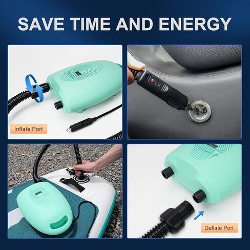 مضخة هواء كهربائية محمولة مزدوجة المراحل من جيفيسز، موصل سيارة تيار مستمر 12 فولت، مضخات ضغط عالية 20 باوند لكل انش مربع مع خرطوم، رقمية LCD وفوهة محول 6 صمامات للوح التجديف، القوارب القابلة للنفخ in Kuwait