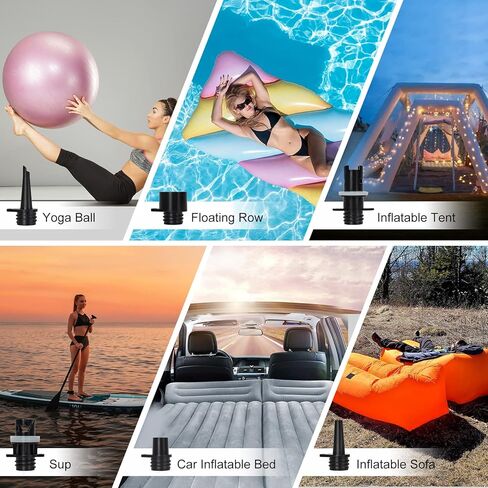 مضخة هواء كهربائية محمولة مزدوجة المراحل من جيفيسز، موصل سيارة تيار مستمر 12 فولت، مضخات ضغط عالية 20 باوند لكل انش مربع مع خرطوم، رقمية LCD وفوهة محول 6 صمامات للوح التجديف، القوارب القابلة للنفخ in Kuwait