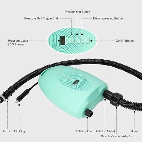مضخة هواء كهربائية محمولة مزدوجة المراحل من جيفيسز، موصل سيارة تيار مستمر 12 فولت، مضخات ضغط عالية 20 باوند لكل انش مربع مع خرطوم، رقمية LCD وفوهة محول 6 صمامات للوح التجديف، القوارب القابلة للنفخ in Kuwait