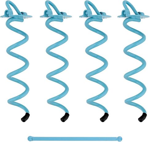 7Penn Spiral Ground Anchors - 10 Inch Orange Tent Stakes Heavy Duty Ground Screw Anchor Twist Stakes, 4 Pack in Kuwait