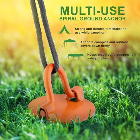 7Penn Spiral Ground Anchors - 10 Inch Orange Tent Stakes Heavy Duty Ground Screw Anchor Twist Stakes, 4 Pack in Kuwait