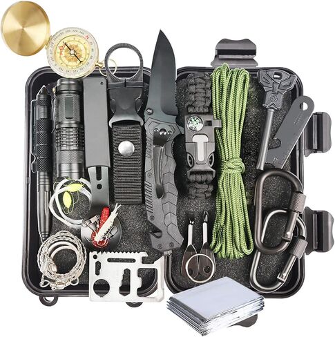 مجموعات البقاء على قيد الحياة 19 في 1، هدايا للرجال والأب والزوج وصديقها، معدات ومعدات البقاء على قيد الحياة EDC للمشي لمسافات طويلة وصيد الأسماك، معدات البقاء على قيد الحياة في الهواء الطلق متعددة، هدايا عيد ميلاد مثالية له in Kuwait