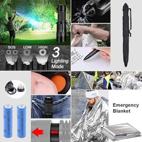 مجموعات البقاء على قيد الحياة 19 في 1، هدايا للرجال والأب والزوج وصديقها، معدات ومعدات البقاء على قيد الحياة EDC للمشي لمسافات طويلة وصيد الأسماك، معدات البقاء على قيد الحياة في الهواء الطلق متعددة، هدايا عيد ميلاد مثالية له in Kuwait