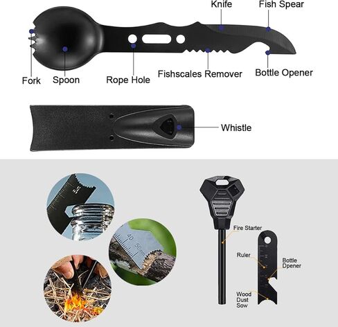 مجموعات البقاء على قيد الحياة 19 في 1، هدايا للرجال والأب والزوج وصديقها، معدات ومعدات البقاء على قيد الحياة EDC للمشي لمسافات طويلة وصيد الأسماك، معدات البقاء على قيد الحياة في الهواء الطلق متعددة، هدايا عيد ميلاد مثالية له in Kuwait