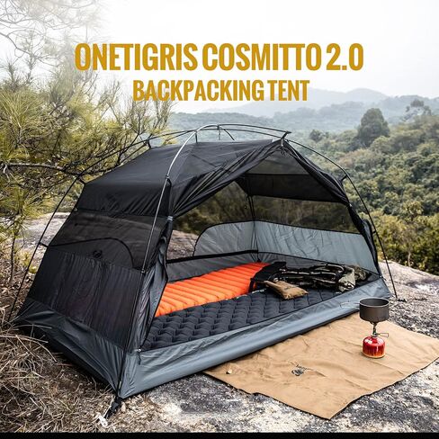 OneTigris COSMITTO 2.0 الإصدار 2 شخص خيمة الظهر - قائمة بذاتها خفيفة الوزن مقاومة للماء 3 الموسم خيمة التخييم للمشي لمسافات طويلة في الهواء الطلق وتسلق الجبال in Kuwait