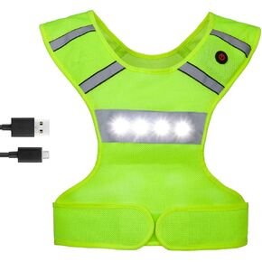 صدرية عاكسة للضوء للجري من فيلارفلاي مع أضواء LED، قابلة لإعادة الشحن عن طريق USB، قابلة للغسل في الغسالة، سترة وامضة للخصر قابلة للتعديل، معدات أمان وهدايا للرجال والنساء والأطفال in Kuwait