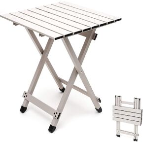 SUNNYFEEL 3 in 1 Folding Camping Table, Folding Stool, Folding Table, Footrest, Lightweight Up to 300 LBS, Easy to Carry, Portable Camp Stool for Beach, Fishing,Trip, Picnic, Lawn, Concert Outdoor
