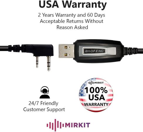 كابل برمجة MIRKIT Baofeng للأشعة فوق البنفسجية 5R والأشعة فوق البنفسجية 82 لأجهزة الراديو المحمولة ذات الاتجاهين: UV-5R، 5RA، 5R Plus، 5Re، BF F8HP، BF-888S، UV82HP، 5RX3 وحبل قصير in Kuwait