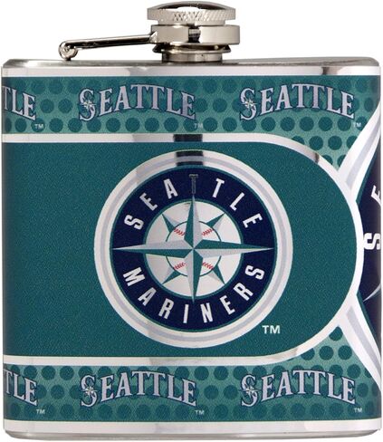 Great American Products MLB Stainless Steel Hip Flask with Metallic Graphics, 6-Ounce, Silver in Kuwait