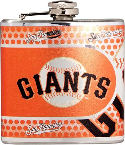 Great American Products MLB Stainless Steel Hip Flask with Metallic Graphics, 6-Ounce, Silver in Kuwait