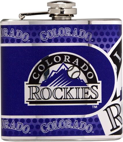 Great American Products MLB Stainless Steel Hip Flask with Metallic Graphics, 6-Ounce, Silver in Kuwait
