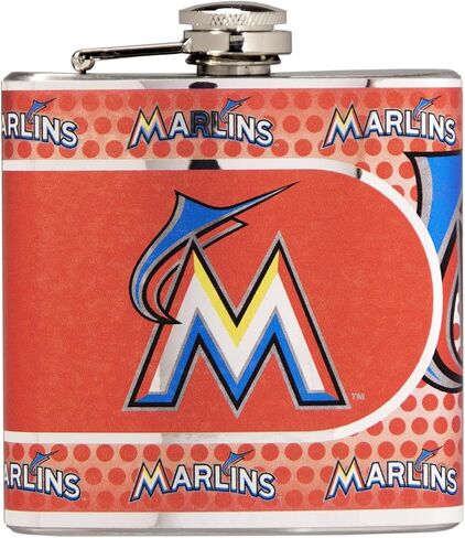 Great American Products MLB Stainless Steel Hip Flask with Metallic Graphics, 6-Ounce, Silver in Kuwait