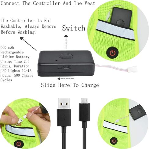 صدرية عاكسة للضوء للجري من فيلارفلاي مع أضواء LED، قابلة لإعادة الشحن عن طريق USB، قابلة للغسل في الغسالة، سترة وامضة للخصر قابلة للتعديل، معدات أمان وهدايا للرجال والنساء والأطفال in Kuwait