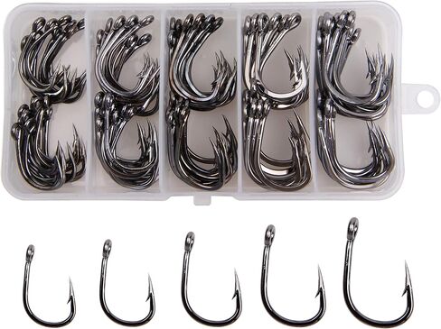 Live Bait Hooks Saltwater Fishing Hooks 100pcs Circle Hooks Kit 2X Stainless Steel Fishing Hooks Live Fishing Bait Hooks in Saudi Arabia