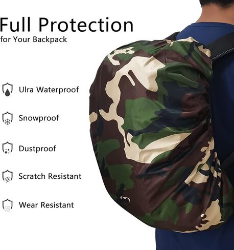 غطاء للمطر على الظهر من Storvyllf، عبوتين من غطاء حقيبة الظهر المقاوم للماء (35-50 لتر) للمشي لمسافات طويلة والتخييم والسفر وركوب الدراجات في الهواء الطلق، خفيف الوزن وصغير الحجم وقابل للحمل in Kuwait