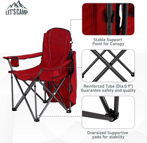 Camp Chair with Shade Canopy Folding Camping Recliner Chair with Carry Bag for Outdoor Camping Hiking Beach, Heavy Duty 350 LBS in Saudi Arabia