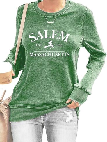 Salem Massachusetts Long Sleeve Shirt Casual Halloween Sweatshirt Vintage Funny Crewneck in Saudi Arabia
