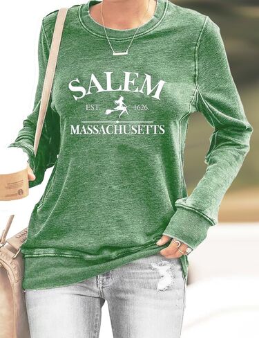 Salem Massachusetts Long Sleeve Shirt Casual Halloween Sweatshirt Vintage Funny Crewneck in Saudi Arabia