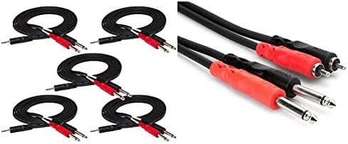 Hosa 3.5mm TRS to 1/4 inch TS Stereo Breakout Cables Bundle (10 Feet, 5 Feet) | Connect Audio Devices to Mixing Consoles in Saudi Arabia