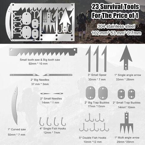 Moricher Survival Card Multitool Camping Gear with Fishing Line Multipurpose EDC Kit for Fishing Outdoor Hiking Hunting Gift Idea in Saudi Arabia