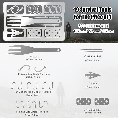 Moricher Survival Card Multitool Camping Gear with Fishing Line Multipurpose EDC Kit for Fishing Outdoor Hiking Hunting Gift Idea in Saudi Arabia