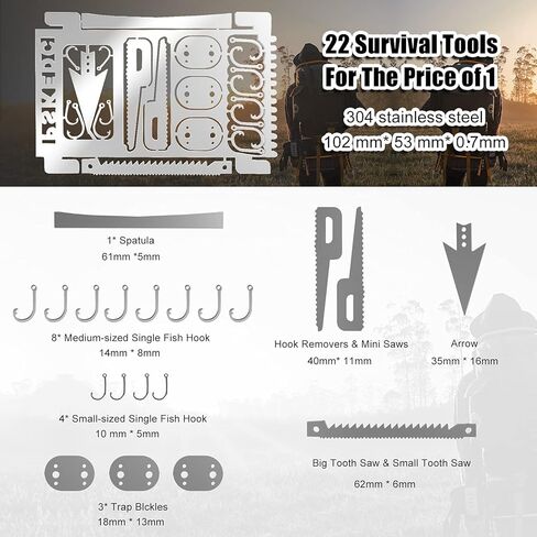 Moricher Survival Card Multitool Camping Gear with Fishing Line Multipurpose EDC Kit for Fishing Outdoor Hiking Hunting Gift Idea in Saudi Arabia