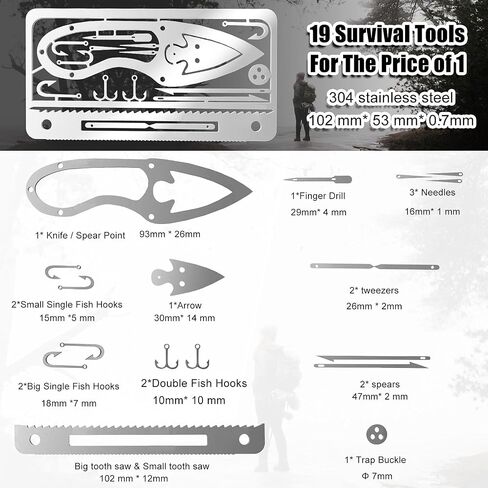 Moricher Survival Card Multitool Camping Gear with Fishing Line Multipurpose EDC Kit for Fishing Outdoor Hiking Hunting Gift Idea in Saudi Arabia
