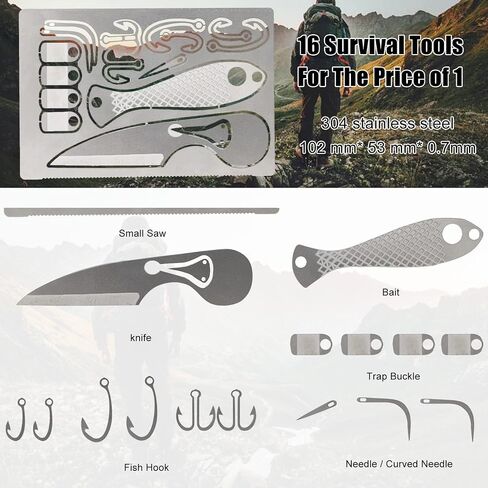 Moricher Survival Card Multitool Camping Gear with Fishing Line Multipurpose EDC Kit for Fishing Outdoor Hiking Hunting Gift Idea in Saudi Arabia